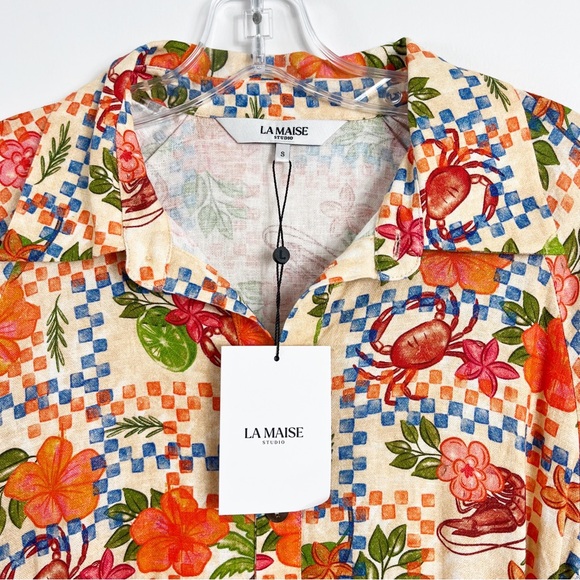 La Maise Studio Alani Belted Midi Dress Size Small NWT Crab Shack - Picture 4 of 8